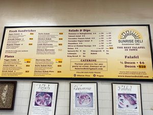 Menu as of 2022-05-01 at Sunrise Deli in San Francisco