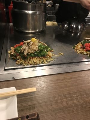 Hiroshima style okonomiyaki  at Kamehameha - かめはめは in Kyoto