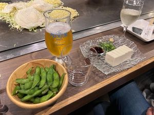 My fella's edamame and my tofu at Kamehameha - かめはめは in Kyoto