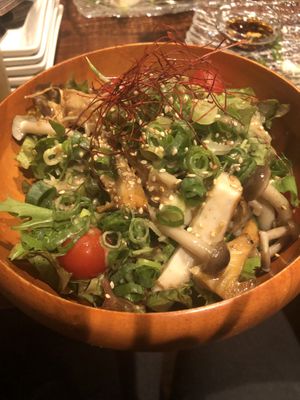 Salad with mushrooms and sesame dressing at Kamehameha - かめはめは in Kyoto