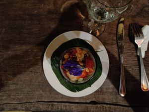 Fruit salad with tamarind sauce at Swasti Beloved Cafe in Ubud