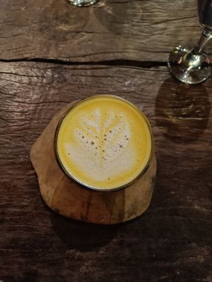 Yellow latte at Swasti Beloved Cafe in Ubud