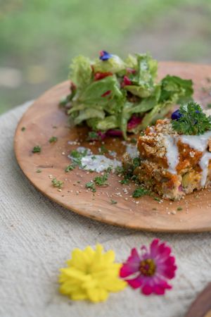 A magic lasagna. Yes, its VEGAN at Swasti Beloved Cafe in Ubud