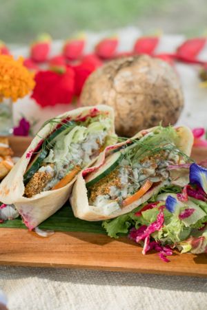 Falafel in pita bread  at Swasti Beloved Cafe in Ubud