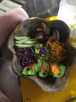 Mushroom, avocado, greens n dip! Amazing  at Swasti Beloved Cafe in Ubud