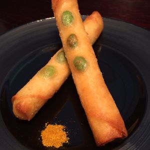 Fresh, salted soy beans and gooey mozzerella wrapped up in a crisp, spring roll cover. at D'Vine Restaurant & Lounge in Nikko