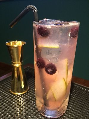 Shochu, Yuzu Liqueur, Lemon Juice, Soda, Cucumbers
pickled in mirin, sake & rice wine vinegar
 at D'Vine Restaurant & Lounge in Nikko