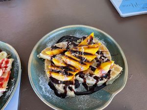 Mango waffle  at Indiana vegan Cafe & Yoga in Langkawi