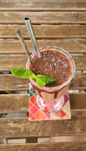 Choco-berry smoothie at Indiana vegan Cafe & Yoga in Langkawi