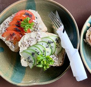 Homemade bread with hummus  at Indiana vegan Cafe & Yoga in Langkawi