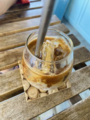 Iced latte  at Indiana vegan Cafe & Yoga in Langkawi