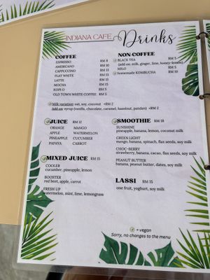 Menu march  at Indiana vegan Cafe & Yoga in Langkawi