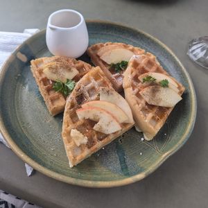 Apple, cinnamon and maple waffles at Indiana vegan Cafe & Yoga in Langkawi