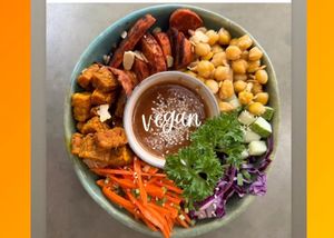 Buddha rice bowl with peanut sauce   at Indiana vegan Cafe & Yoga in Langkawi