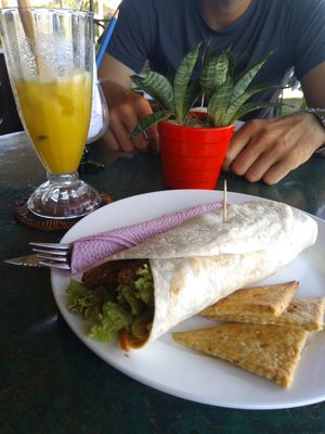 Tempeh wrap. So delicious :) at Indiana vegan Cafe & Yoga in Langkawi