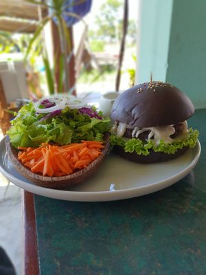 Indiana burger at Indiana vegan Cafe & Yoga in Langkawi