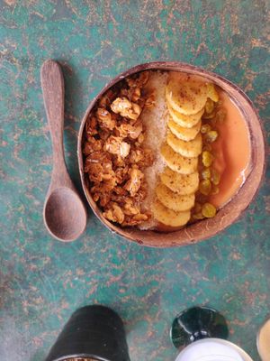 Create your own smoothie bowl!  at Indiana vegan Cafe & Yoga in Langkawi