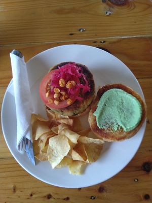 Vegan burger at Indiana vegan Cafe & Yoga in Langkawi
