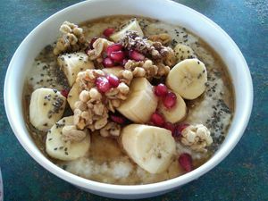 Overnight oats with maple syrup. at Indiana vegan Cafe & Yoga in Langkawi