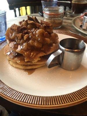 Maple apple biscoff pancake with bacon special   at Nowhere Man in Brighton