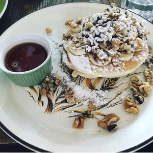 Vegan Banana pancakes   at Nowhere Man in Brighton