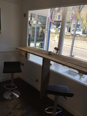 Interior window seating at Moments Cafe in Barnard Castle