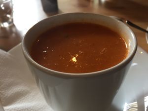 Tomato & red pepper soup  at Moments Cafe in Barnard Castle