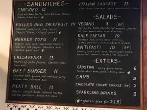 Menu board at Pianta in Washington