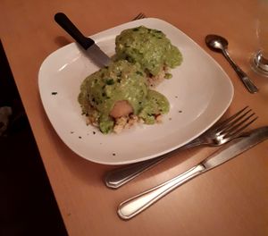 VEGAN Stuffed Crispy Rice Balls with Pesto Sauce (to die for) (Your choice of sauce) at Paliotti's Italian Restaurant in Maple Ridge