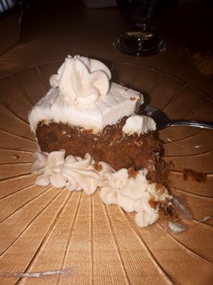 VEGAN Carrot Cake with Cream Cheese frosting (to die for) at Paliotti's Italian Restaurant in Maple Ridge