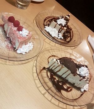 Raspberry Lemon Cheesecake, Turtle Cheesecake & Peanut Butter Chocolate Cheesecake  at Paliotti's Italian Restaurant in Maple Ridge