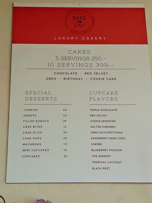 Menucard... They also had an offer of 3 mini cupcakes and a latte for 60 kr. at Bake My Day in Copenhagen