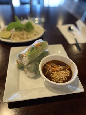 35 - Vegan House Signature Spring Rolls - Goi Cuon Chay Dac Biet. It has a vegan egg roll wrapped in a vegan spring roll. It’s a lovely mix of crunchy and fresh.  at LaTaste - Vietnamese Cuisine in Prattville