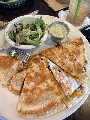 Roasted veggie quesadilla with tofu and vegan mozarella  at Kayak Kafe - Midtown in Savannah