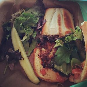 Artichoke "crab" cake panini at Kayak Kafe - Midtown in Savannah