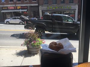 Fluffy donut at Yalla Vermont in Brattleboro