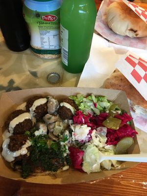 Awesome Yalla Yalla bowl with pita bread!!  at Yalla Vermont in Brattleboro