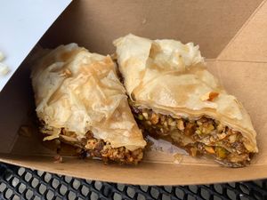 Their baklava is Vegan! at Yalla Vermont in Brattleboro