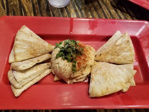 Hummus and pita bread at Mellow Mushroom - International Dr in Orlando