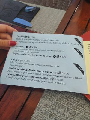 Menu at Terra Restaurant in Sagres