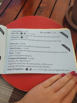 Menu at Terra Restaurant in Sagres