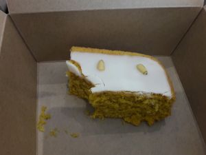 vegan tumeric cake - minus my nibble! at The Pantry in Leicester