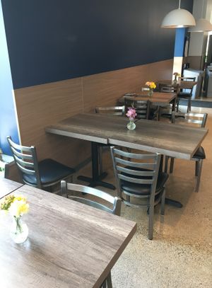 Inside seating at Just Food Co-op in Northfield
