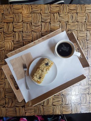 Coffee and a fruit cake at Milhanjum 밀한줌 - Jungang Station in Busan