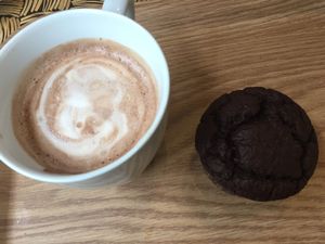hot chocolate and muffin at Milhanjum 밀한줌 - Jungang Station in Busan