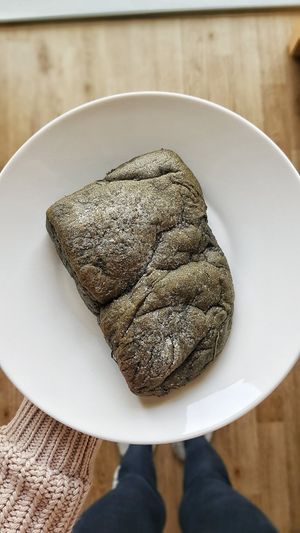 Mugwort bread. The white sprinkles are icing sugar😂 at Milhanjum 밀한줌 - Jungang Station in Busan