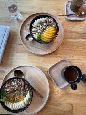 Papaya mango & mixed berries nice cream bowls, sooo goood! Note: the menu’s not fully vegan.  at Everflow in Koh Chang