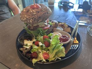 Tempeh burger  at Everflow in Koh Chang
