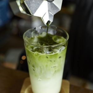Iced Green Tea Latte at Everflow in Koh Chang