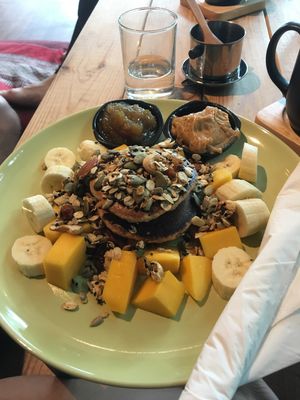 Vegan Pancakes - so amazing! Homemade peanut butter and jam at Everflow in Koh Chang